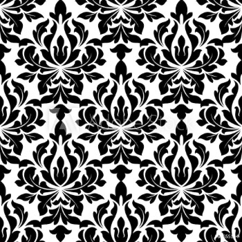 Bild på Black colored floral arabesque seamless pattern